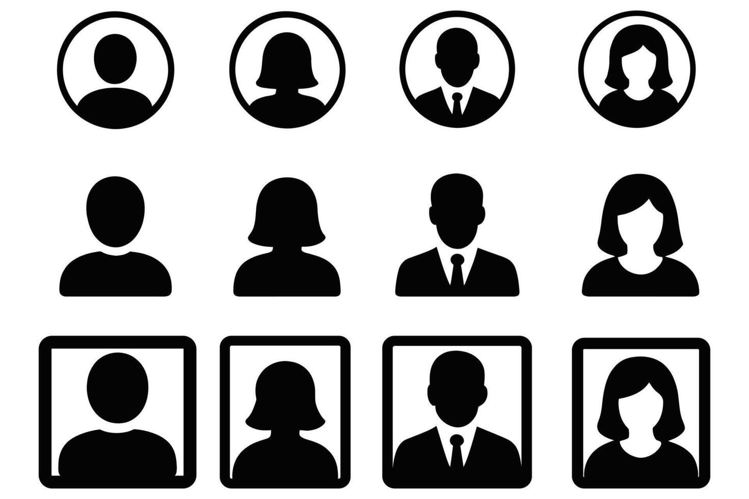 Silhouette Set of Male and Female Avatar Icons for Profiles and User Interfaces vector