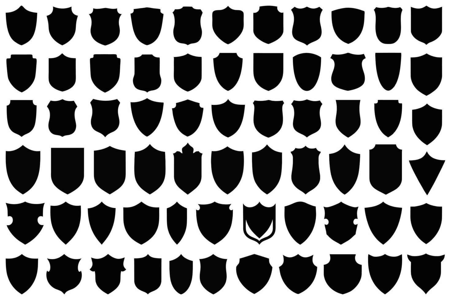Blank Shield Silhouette Set Badge and Emblem Icons Collection vector