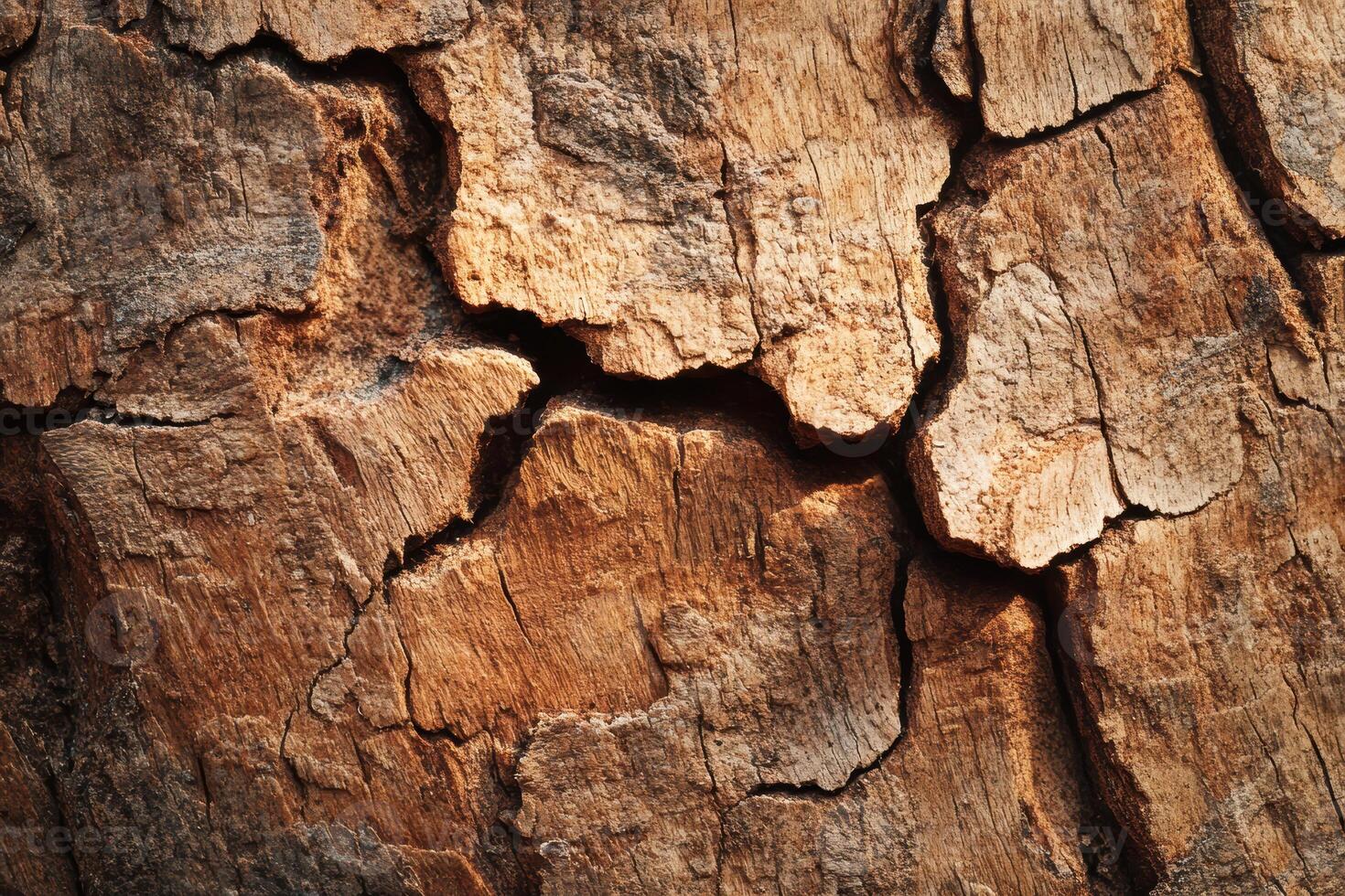 Close-up of weathered tree bark texture with natural patterns photo