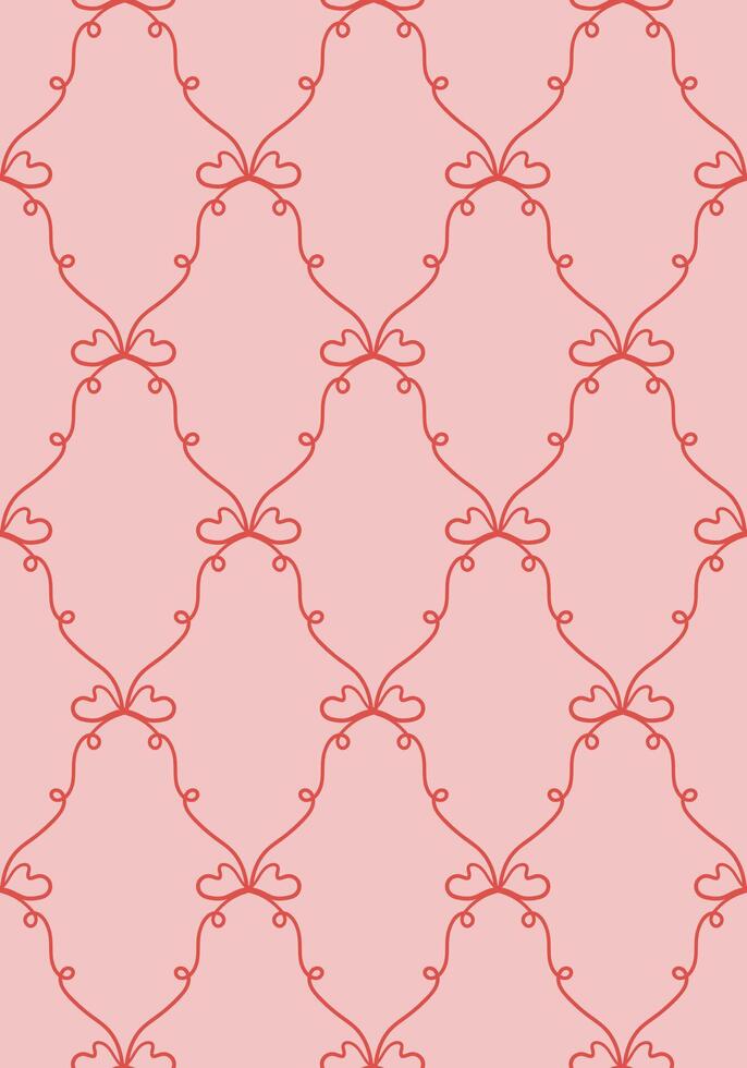 Coquette ribbon bow seamless pattern, fabric, wallpaper, wrapping paper. Classic print design vector
