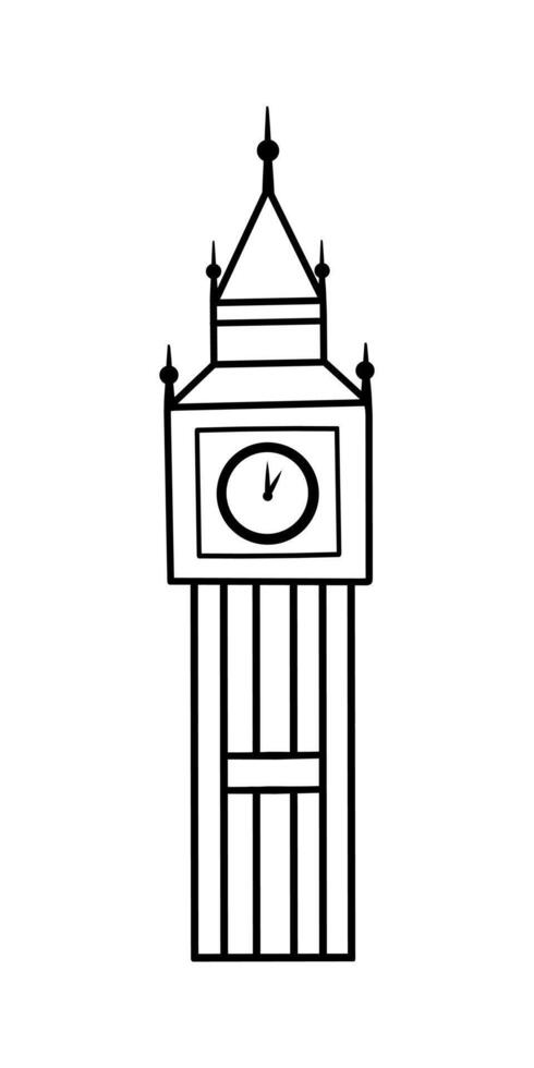 illustration of the Elizabeth Big Ben Clock Tower in London, England, United Kingdom. Elizabeth Tower, a landmark of Big Ben. An artistic sketch of the symbol of Great Britain. vector