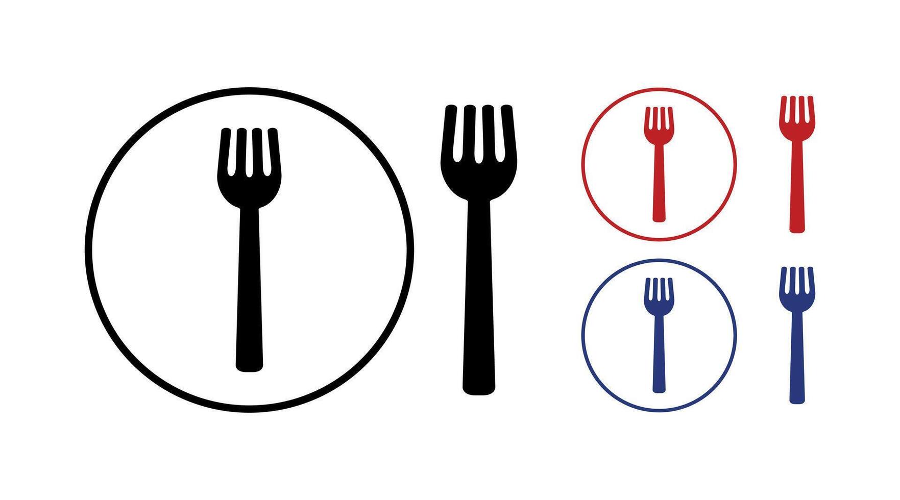 A set of fork icons, each icon is isolated. They are used for menus, infographics, web pages, and design. Stock illustration vector