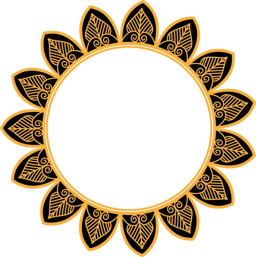 Traditional Mandala Style Circular Frame with Floral Leaf Motif Decorative frame Design vector