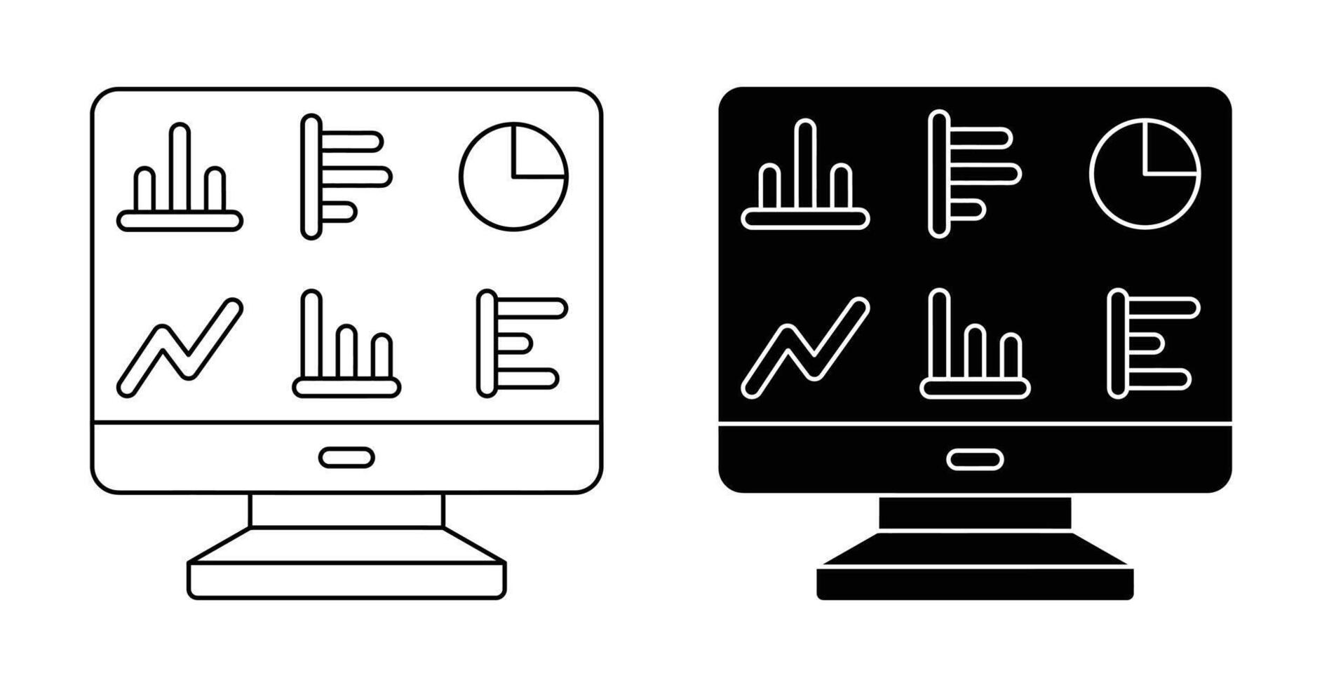 Computer screen displaying various data charts and graphs for business analytics vector
