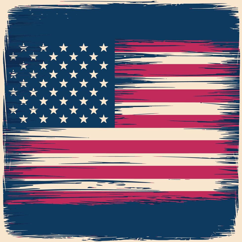 Distressed American Flag with Grunge Background vector