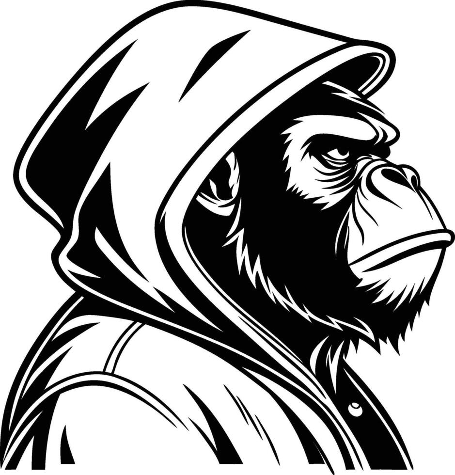 Monkey in hoodie vector