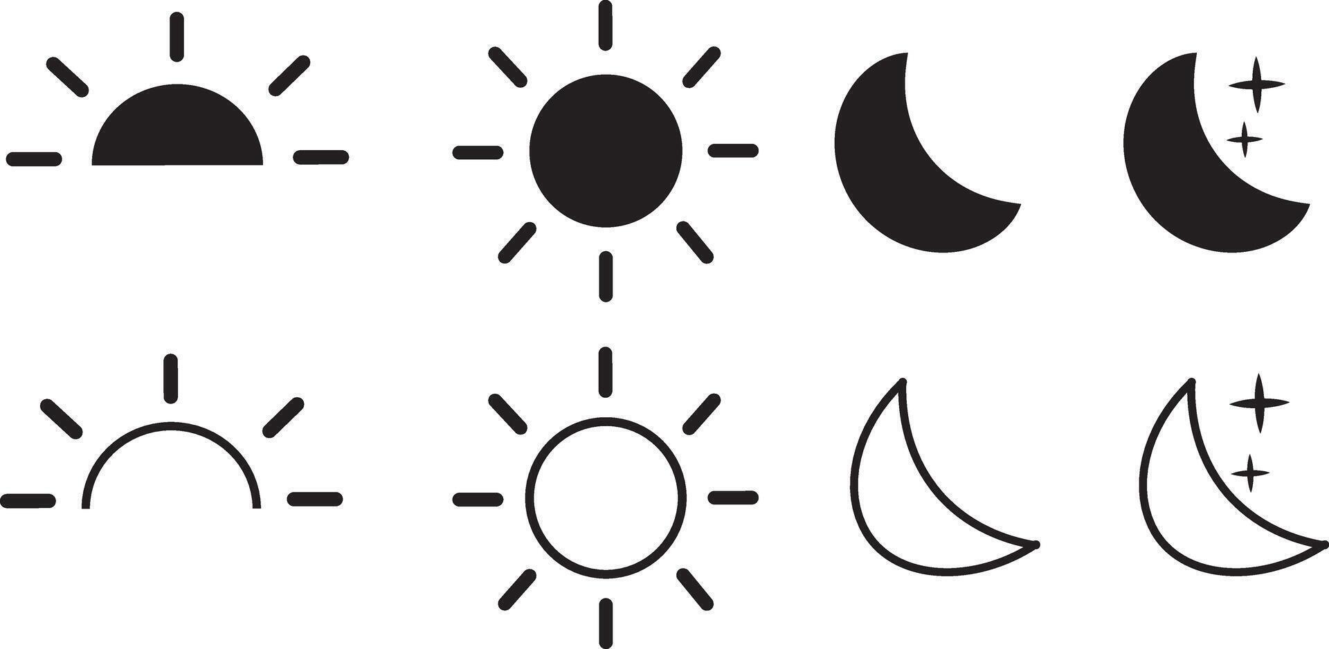 set of dark and light mode icons. Dark and light mode symbol. dark and light mode icons, user interface, and website. transparent illustration, vector