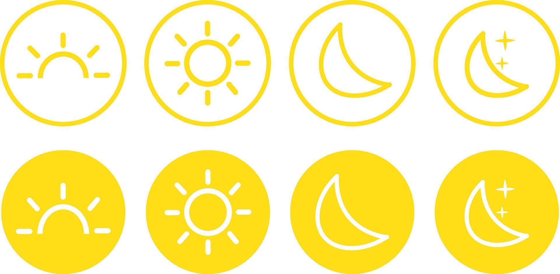 Sun and moon day icon icon set. Dark and light mode symbol. dark and light mode icons, Sun and Moon icons for dark light mood, vector