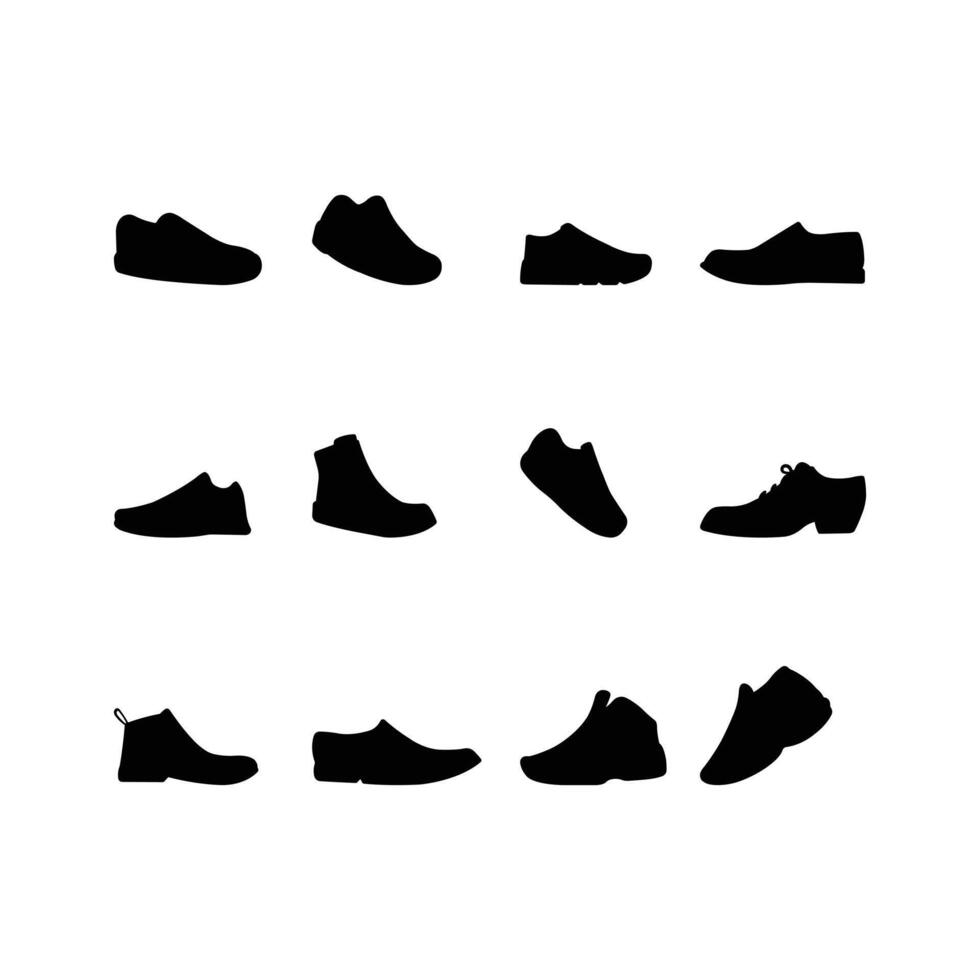 Stylish Footwear Silhouettes Set for Fashion and Design Use vector