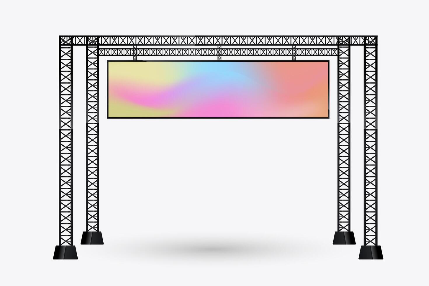 A huge hanging LED Mockup crossing the street for long, and realistic LED screen light box. the Illuminated technology long screen cross the road for advertising lempty space for design vector