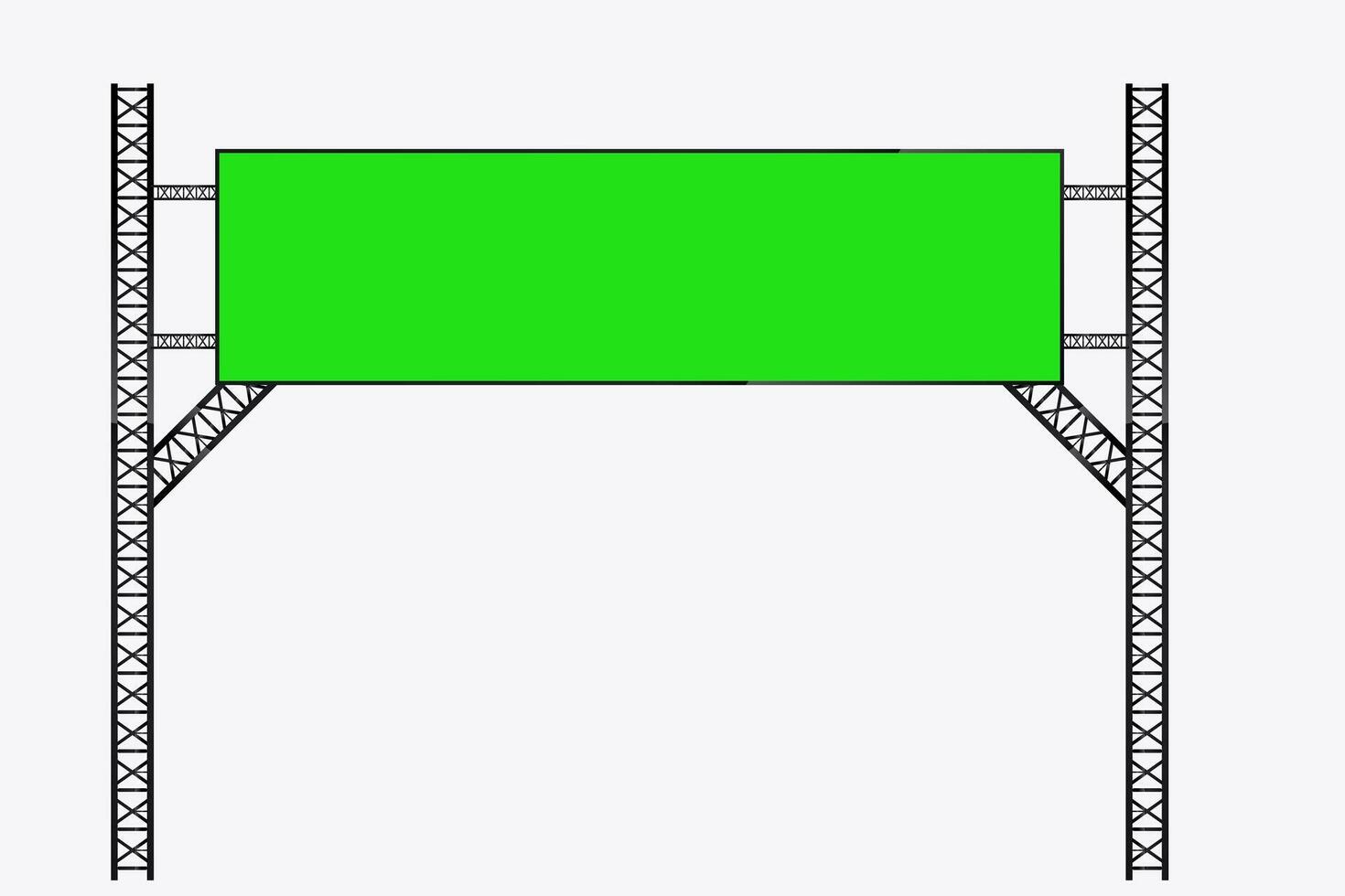 LED screen is mounted on a sturdy truss frame, ideal for concerts, festivals, or public announcements., Digital Grenn screen LED technology for realistic hanging screen vector