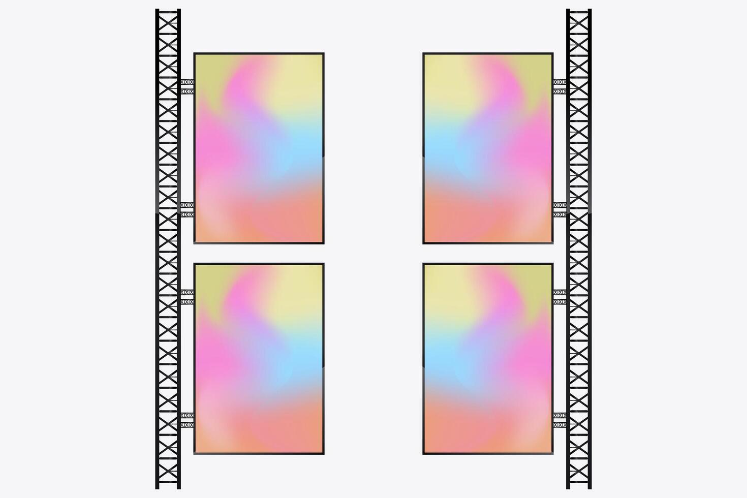 Technology Hanging LED Screens Mockup in the column for advertising light box in the road, Digital LED for realistic hanging screens. and Illuminated technology lightbox style vector