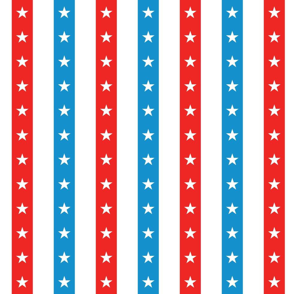 Vertical Stripe Pattern With Stars, Red White and Blue, Fourth Of July, Independence Day, Memorial Day, Holiday Seamless Pattern vector