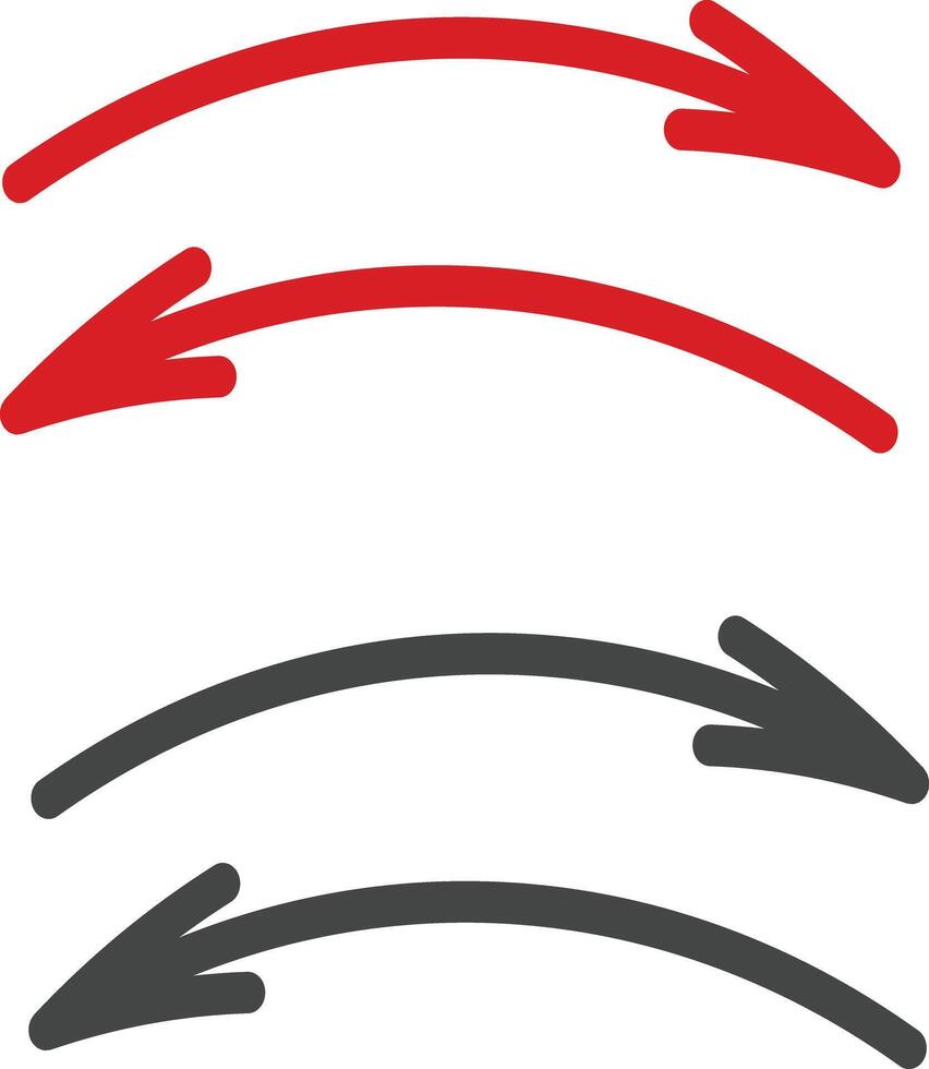 arrows set in red and black edged hand drawn vector