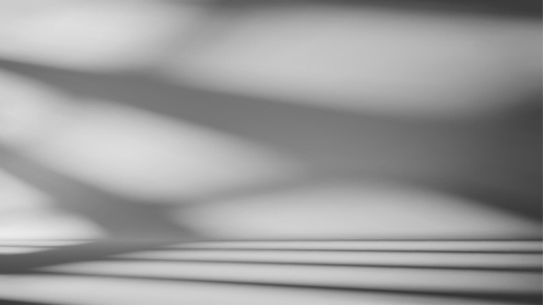Minimal white and grey wall interior background with soft window shadows. Abstract empty space white room interior with sunlight. White studio background for product presentation. illustration. vector
