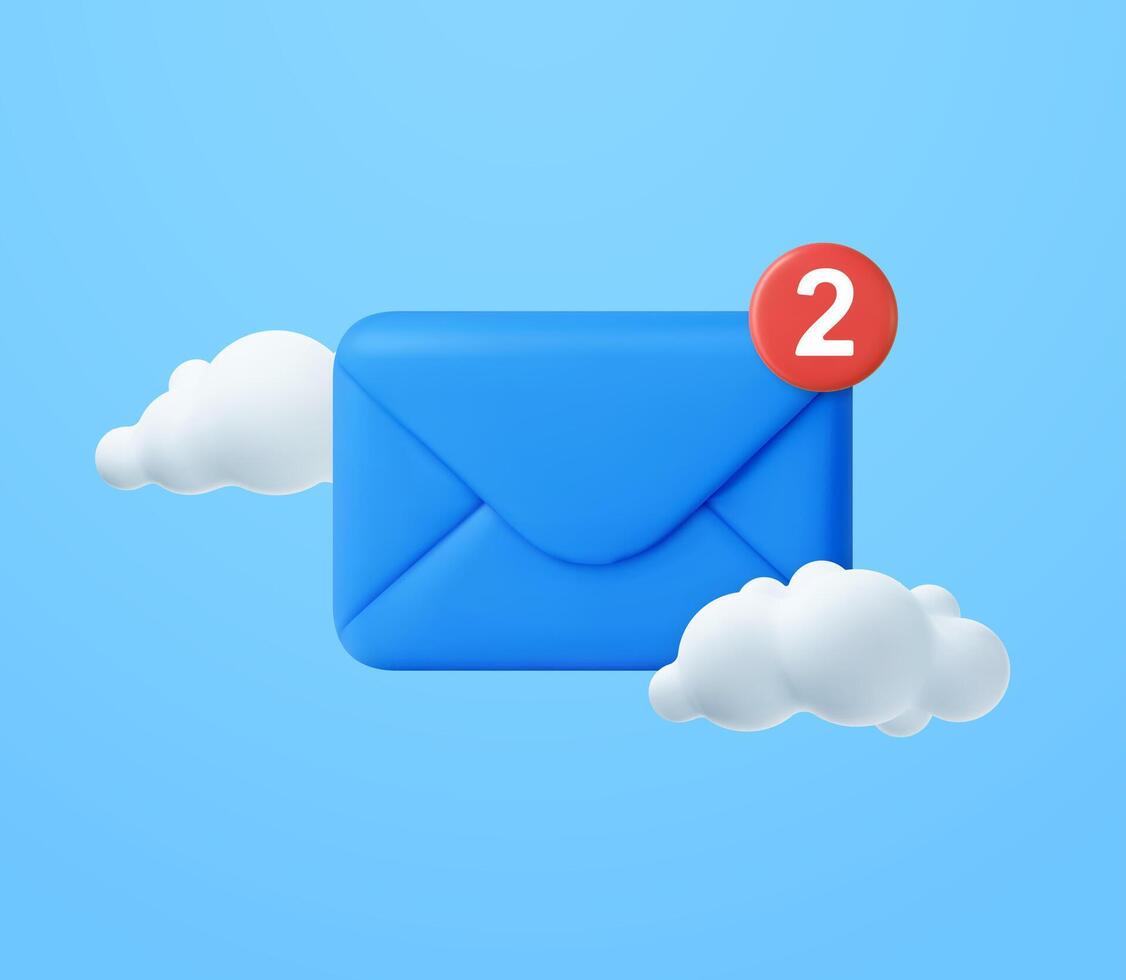 3d closed mail envelope with cloud icon. vector