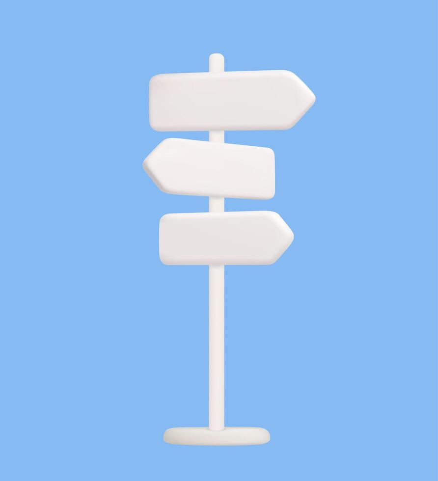 3D White Directional Signpost on Blue Background vector