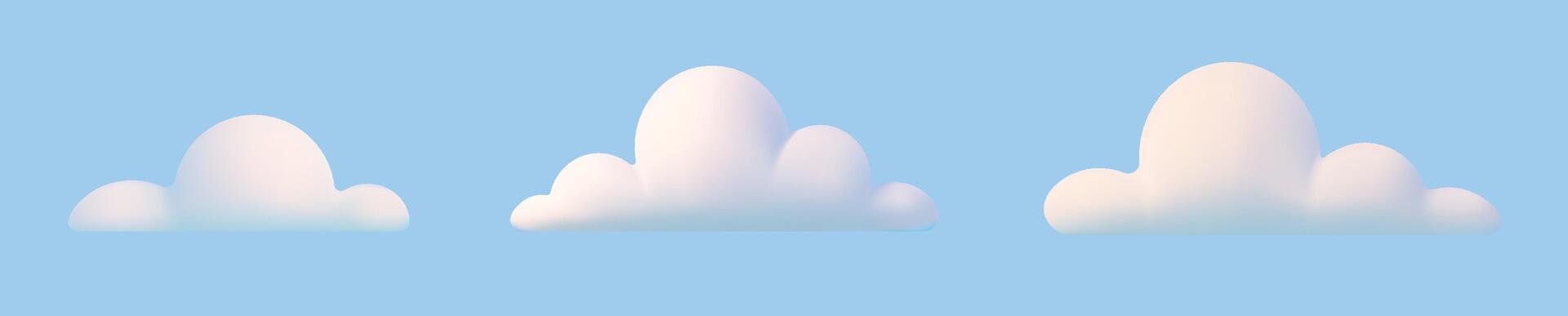 3d set realistic simple clouds. vector