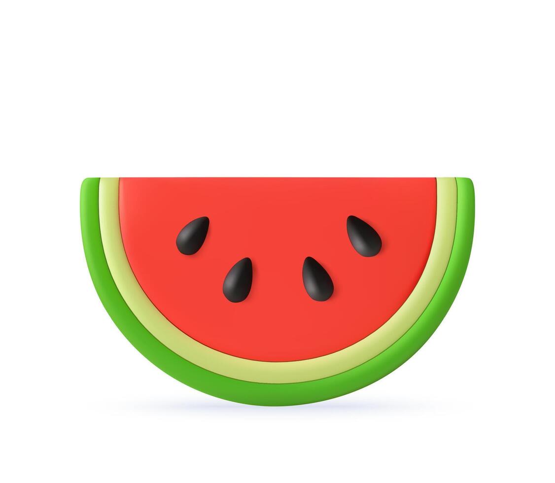 3d Slice of red watermelon with seeds. vector