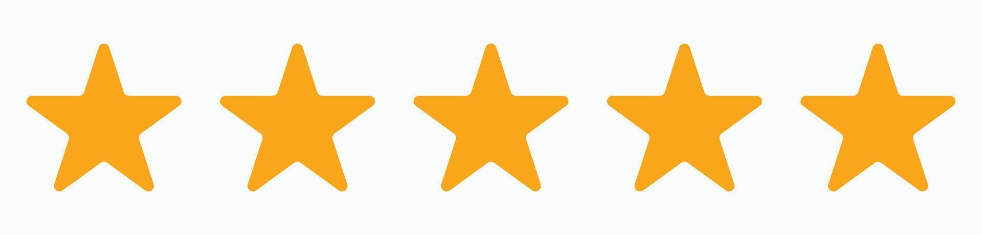 Five Star Rating Icons in Orange Flat Style for Websites and Apps vector