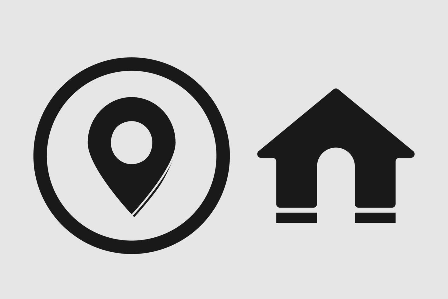 Location icon set design with home symbol and black color location logo vector