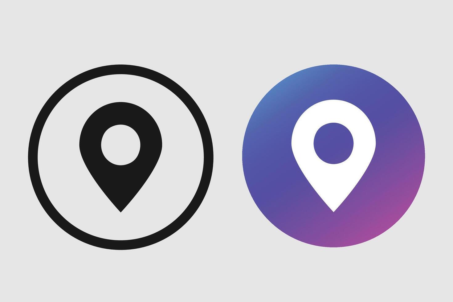Location icon set design with gradient and black location symbols vector
