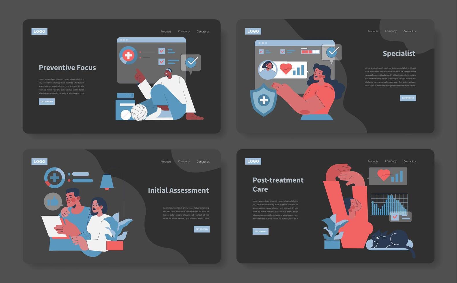 Healthcare Digital Interface Illustration Set vector