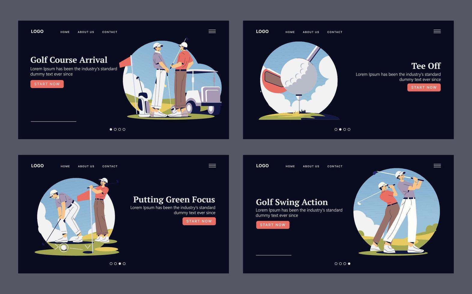 Golf Course Activities Illustration Set vector