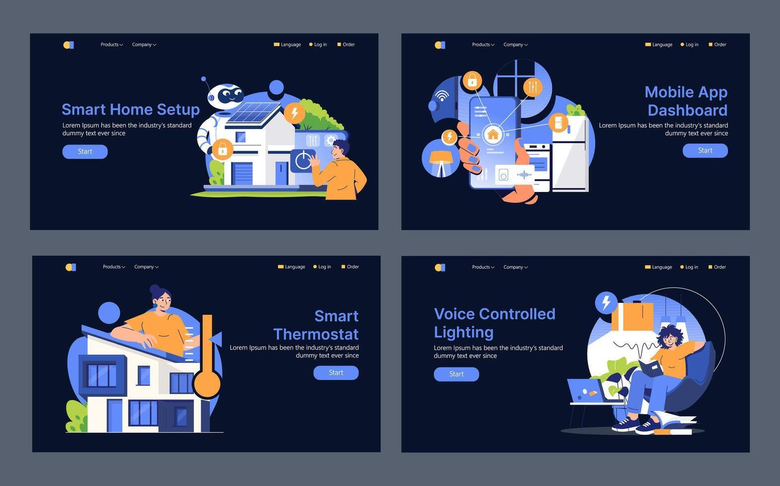 Smart Home Automation Setup and Mobile App Interface vector