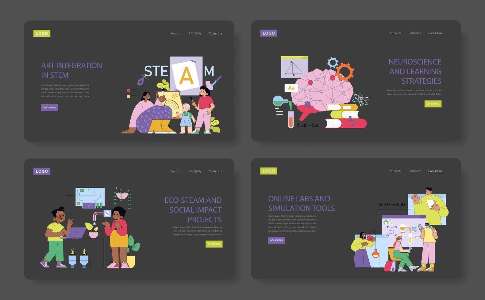 Creative STEM Education Concepts Illustration Set vector