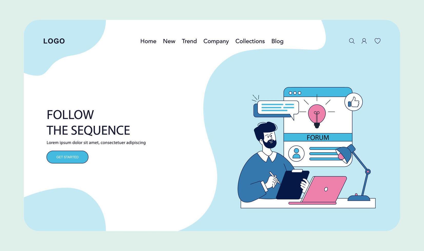 Digital Forum Concept with Man Illustrating on Tablet vector
