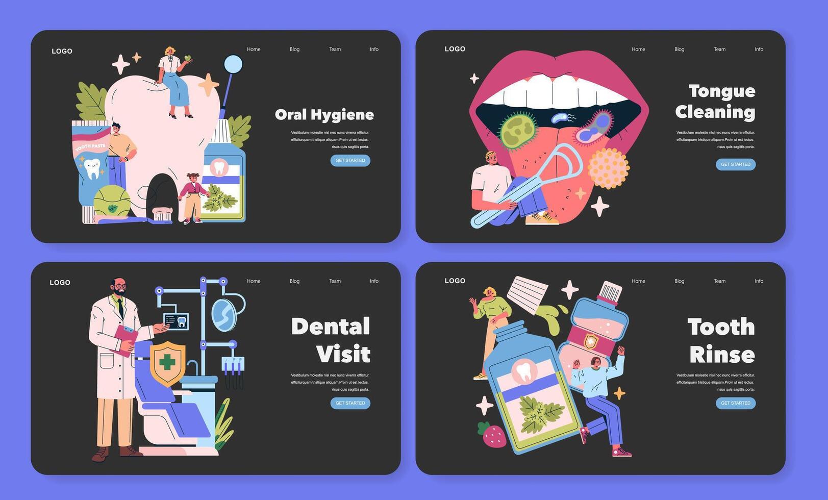 Dental Health Practices and Oral Hygiene Set vector