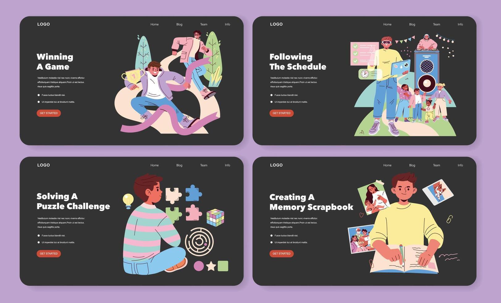 Illustrations of Games and Activities Scenes vector