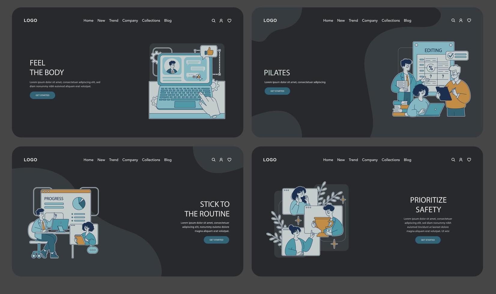 Modern Web Pages with Illustrative Elements vector
