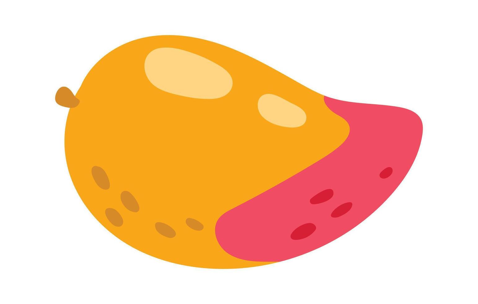 Ripe mango fruit with peel and pulp showing vitamins and nutrients is lying on a white background representing healthy eating and wellbeing vector