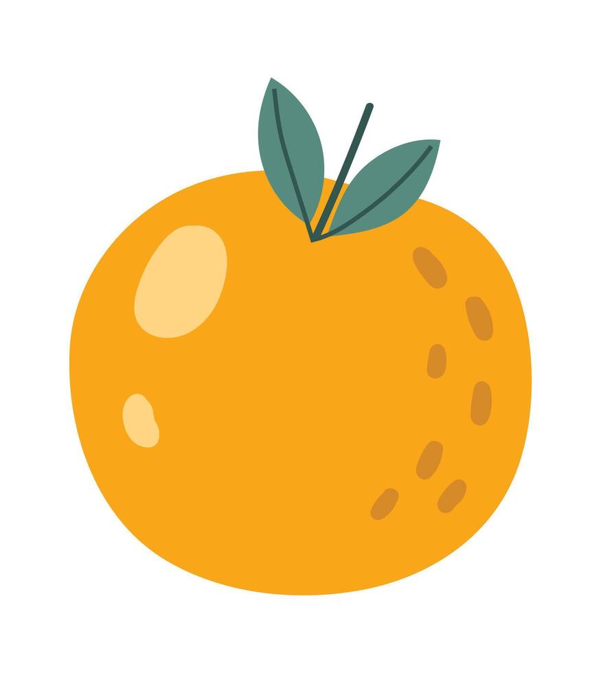 Vibrant orange fruit with textured skin and two green leaves, representing freshness and healthy eating habits, perfect for food illustrations or vitamin C related designs vector