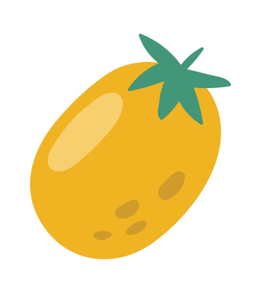 Freshly picked yellow tomato with vibrant green leaves embodies the essence of healthy eating, promoting a nutritious and balanced lifestyle vector