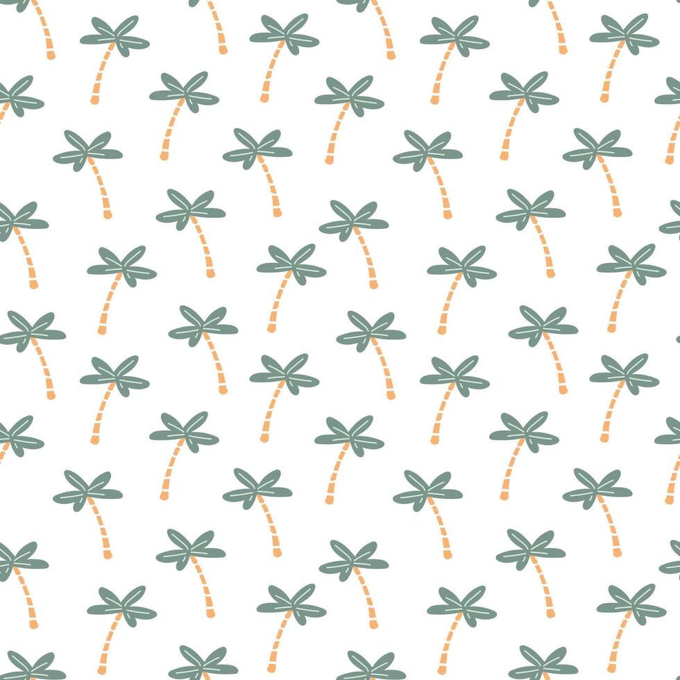 pattern seamless with cartoon palm trees on white background vector