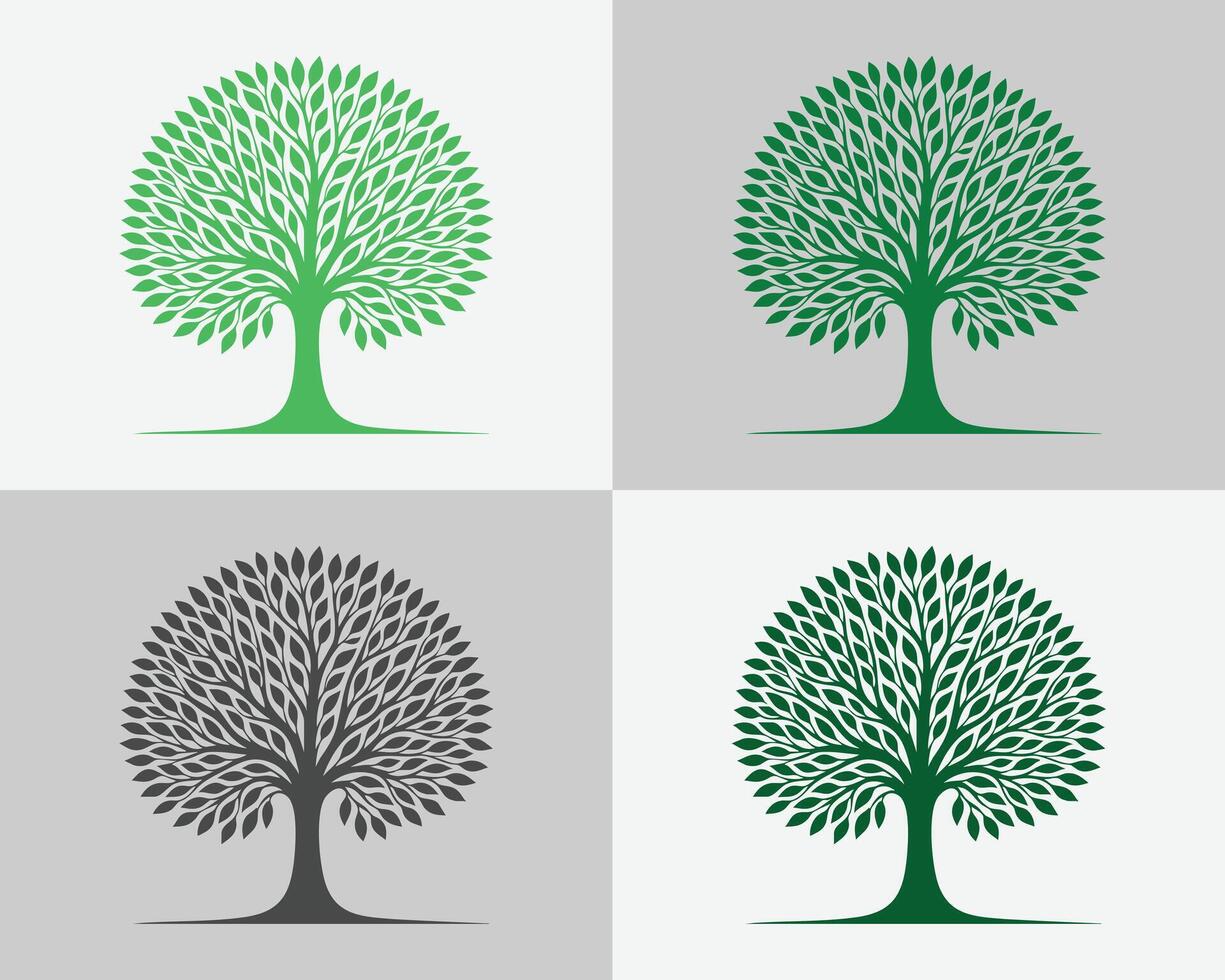 Set of trees 4 natural tree in a set vector