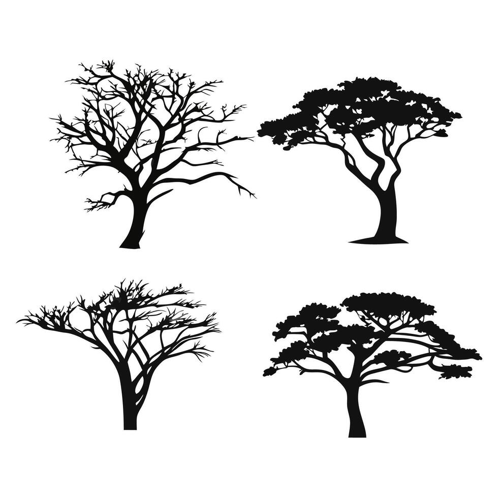 Minimal Tree in Silhouette Style vector