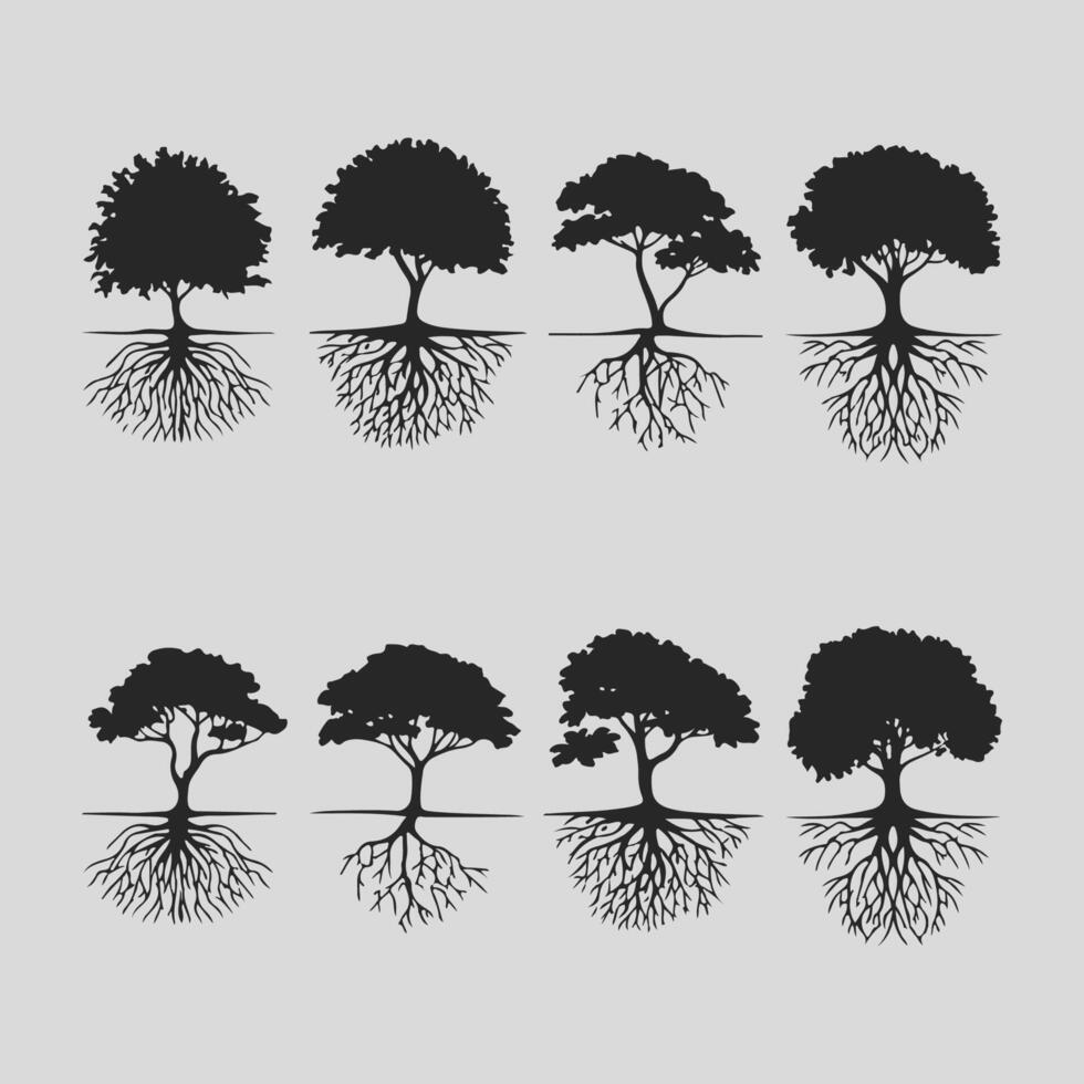 Silhouetted Tree Set Collection for Nature and Landscape Designs vector