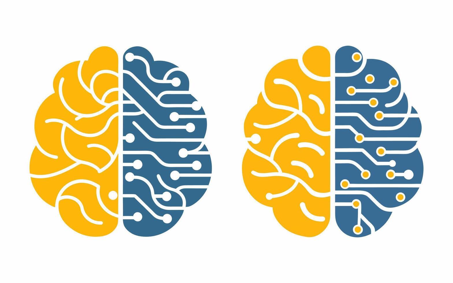 Abstract Brain Logo with Tech Circuit Elements vector