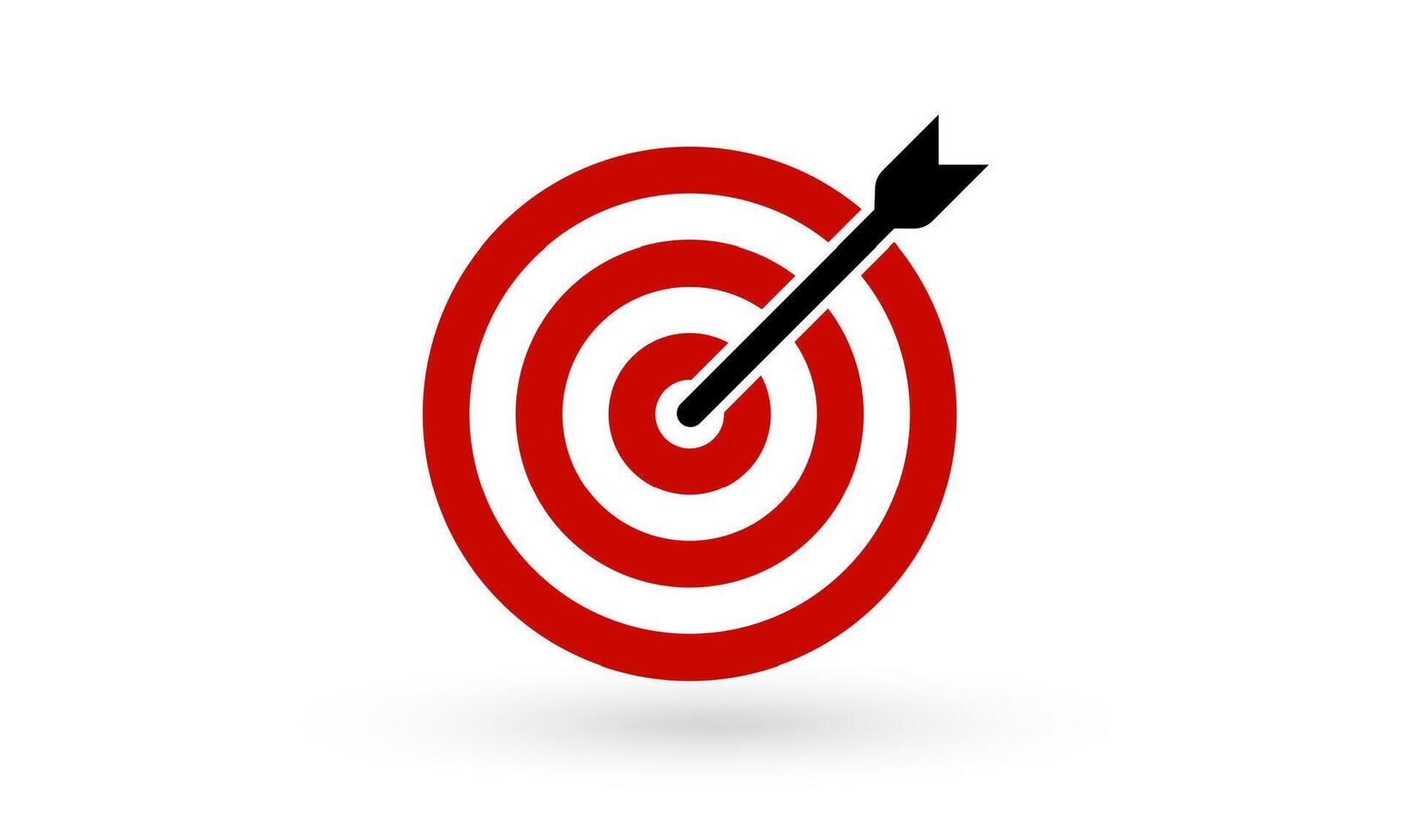 Arrow Hits Red Target in Center, Symbol of Business Focus, Strategy Success, and Goal Achievement. Perfect for Infographic, Marketing Plan, and Winning Concept. Illustration. vector