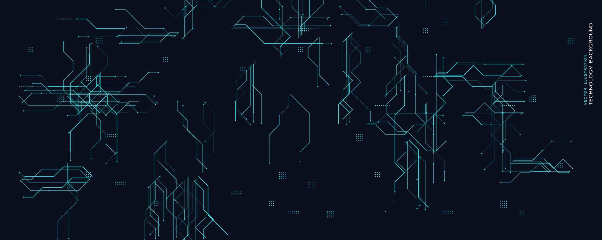 Technology Circuit Background With Abstract Digital Lines for cyber, innovation, and IT themes. Clean dark layout with geometric tech elements. Minimalist futuristic style. illustration vector