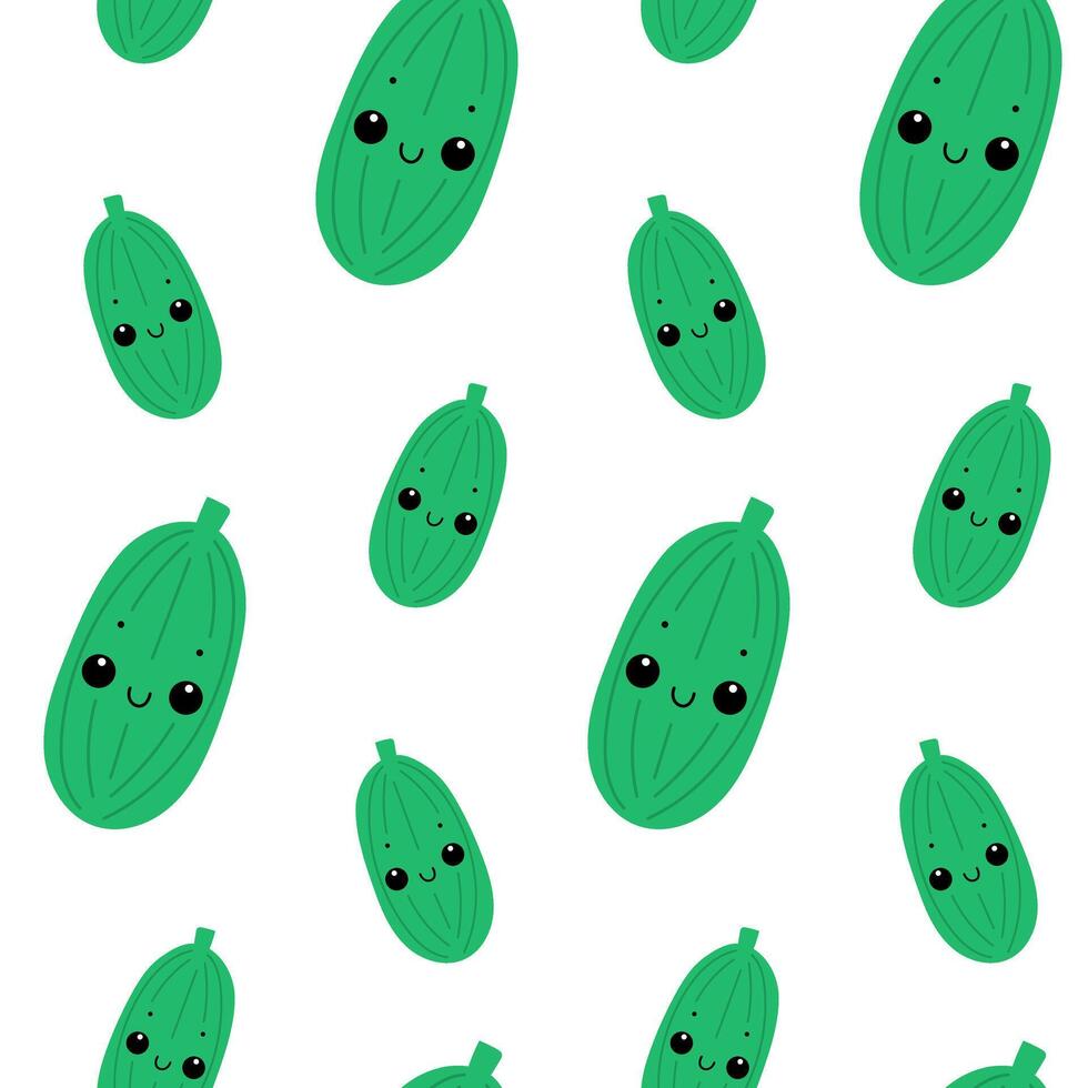 Seamless pattern with cucumber. Green cute cucumber pattern. vector