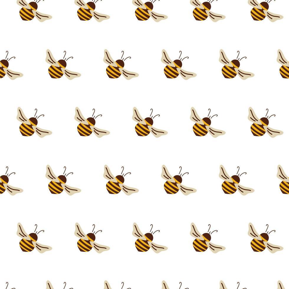 Simple bee seamless pattern on white background. vector
