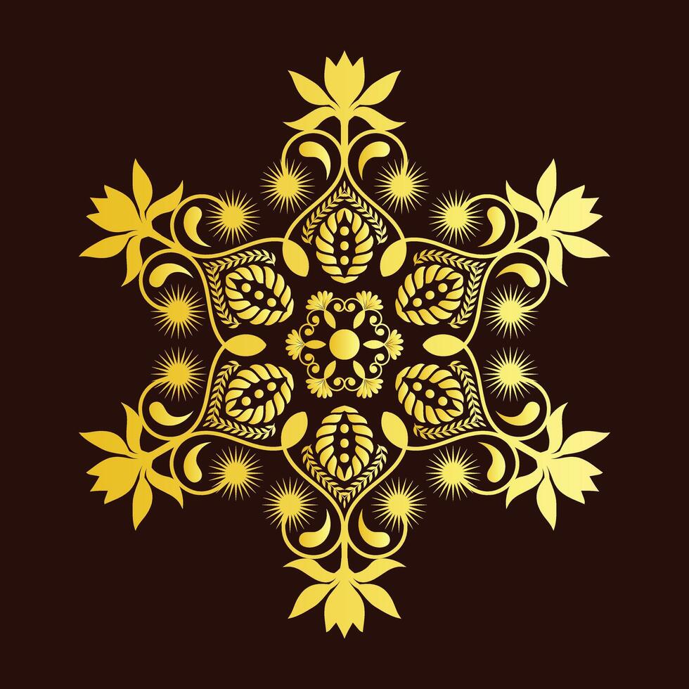 Golden Floral Mandala Ornament on Dark Background vector