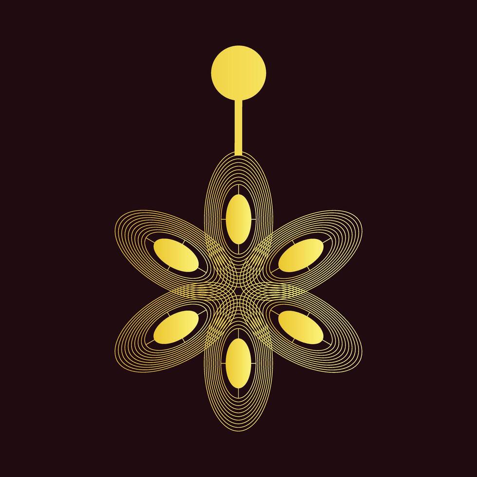Modern Abstract Golden Floral Ornament on Dark Background vector