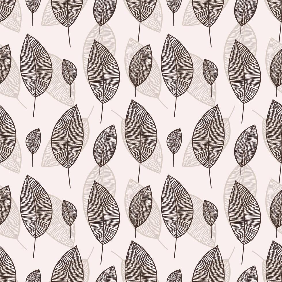 A simple autumn pattern of leaves and flowers. Elegant illustration, textile print. vector
