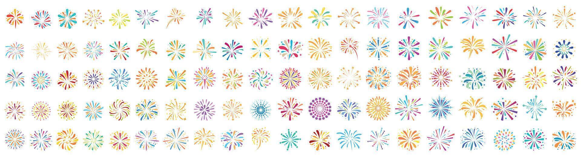 Colorful fireworks exploding in festive celebration display vector